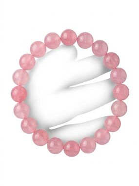 Pink Jade Jadedite Beaded Stretch Bracelet - Pink